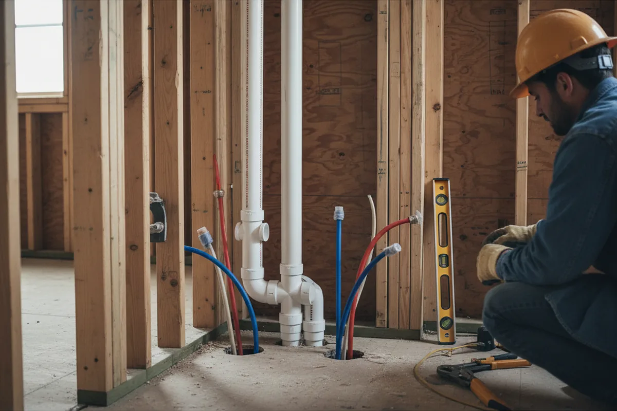 Drain and supply rough-in during Leak Detection in Springfield